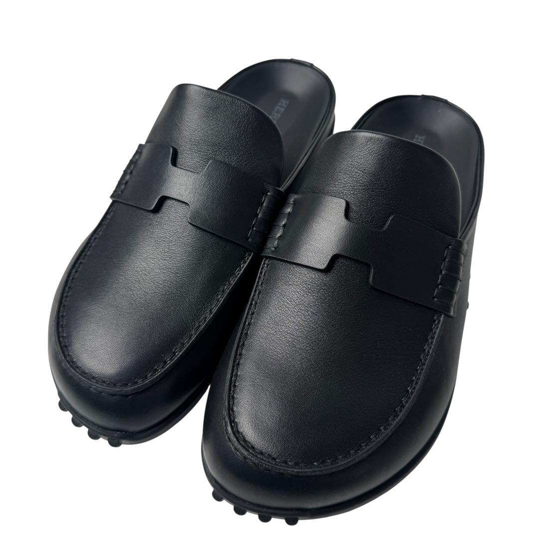 Hermes Mix Mules 36 Leather Black Slip Ons