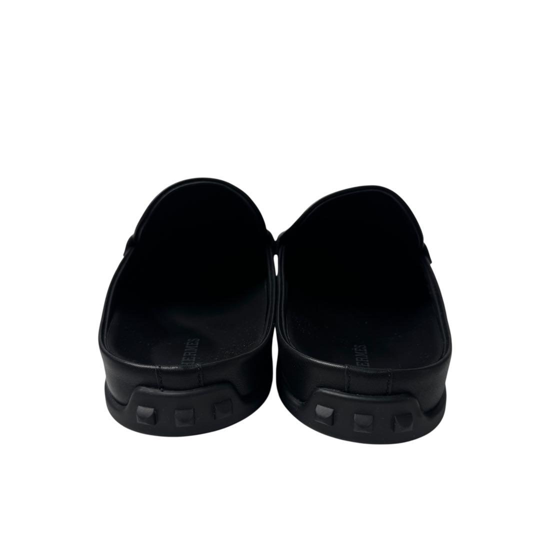 Hermes Mix Mules 36 Leather Black Slip Ons — view 5