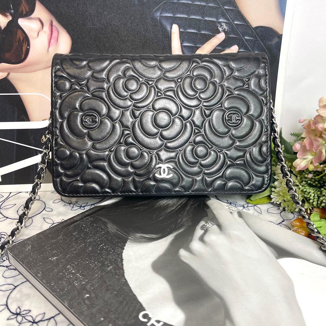 Chanel Chain Wallet Camellia Black — view 2