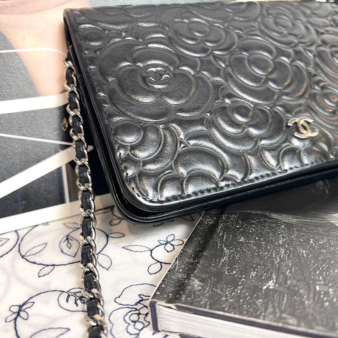 Chanel Chain Wallet Camellia Black — view 4