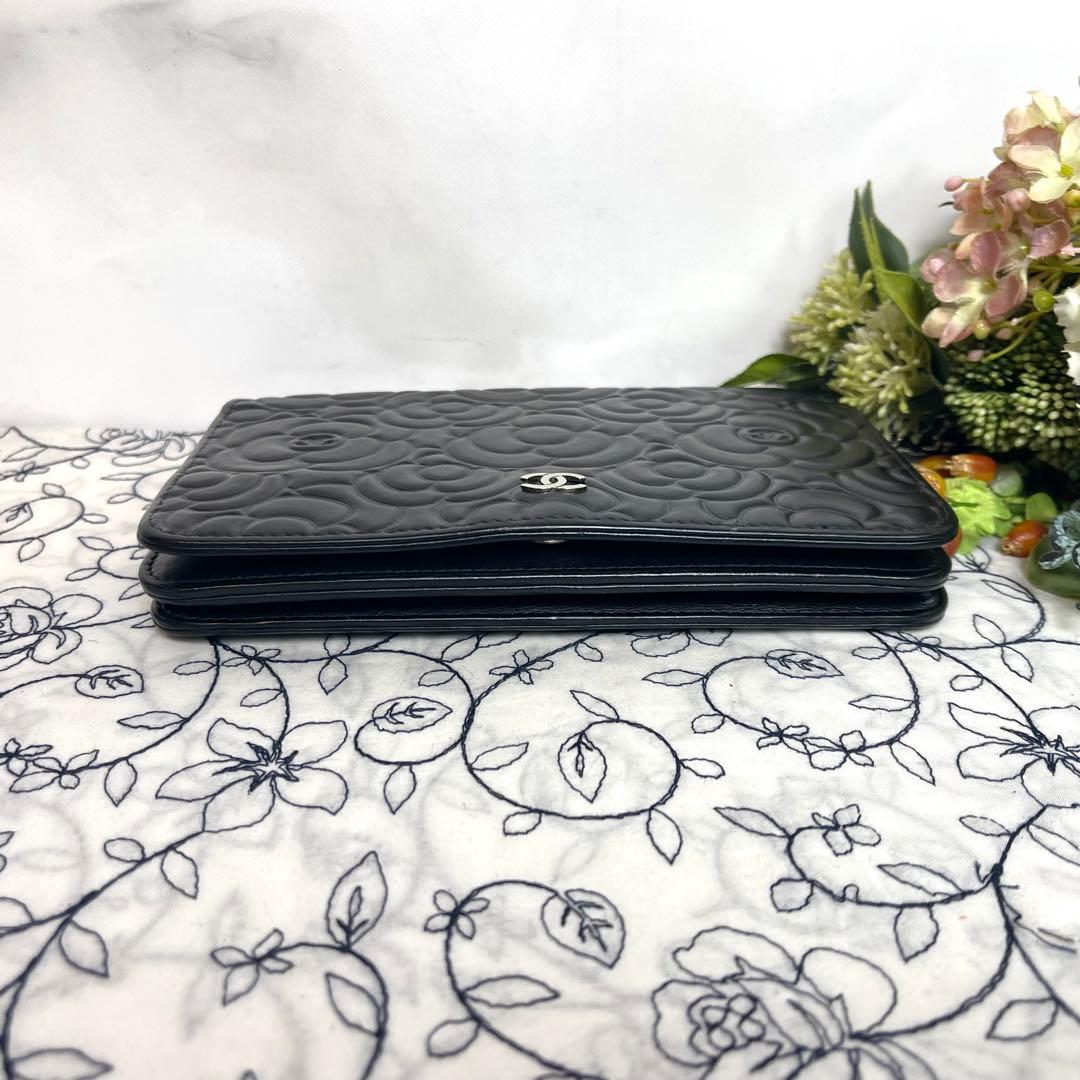 Chanel Chain Wallet Camellia Black — view 8