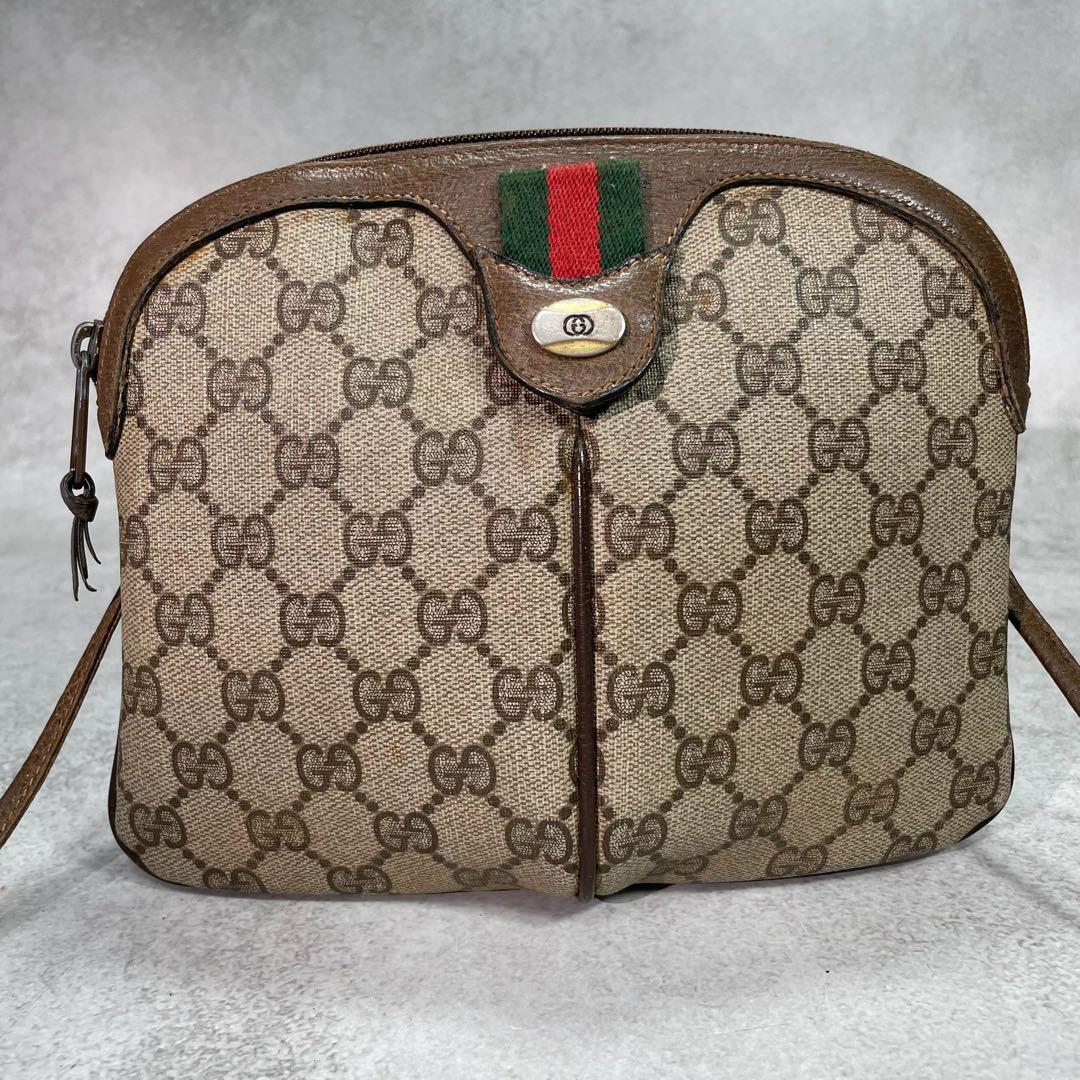 Gucci GG Sherry Line Shoulder Bag Brown Leather Logo — view 2