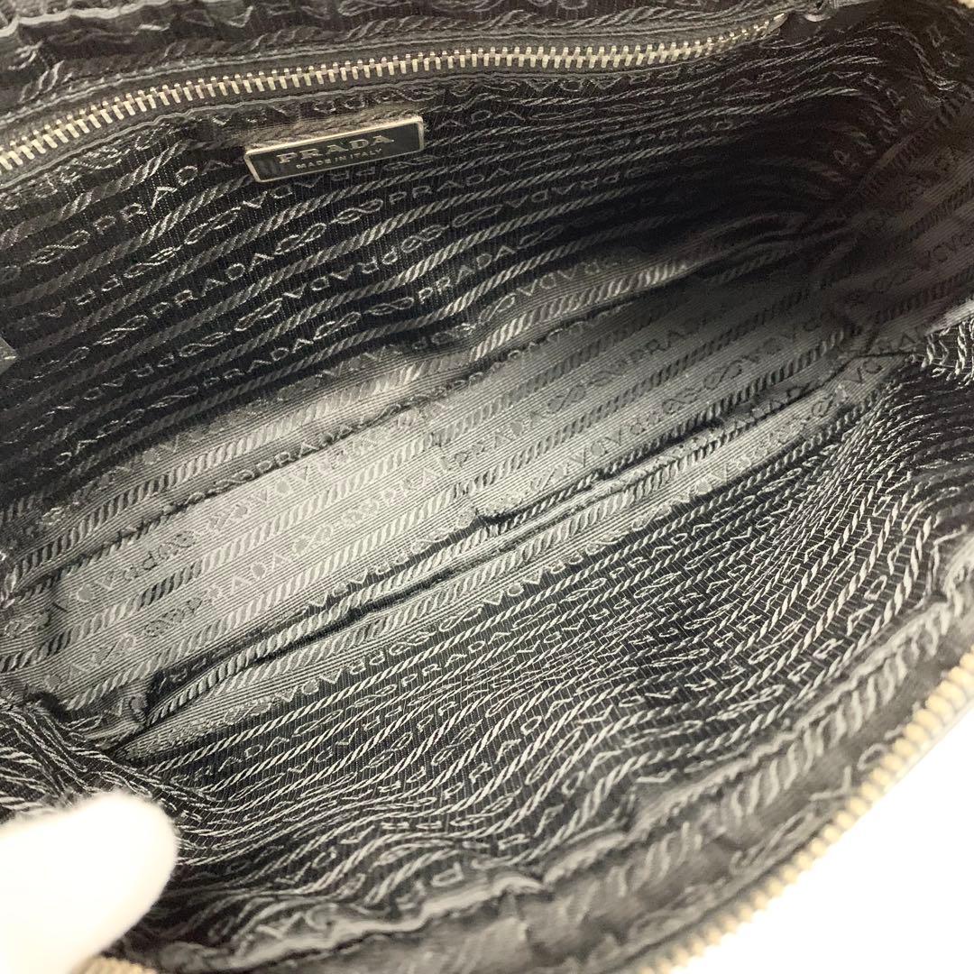 Prada Saffiano Leather Triangle Logo Handbag Black — view 6