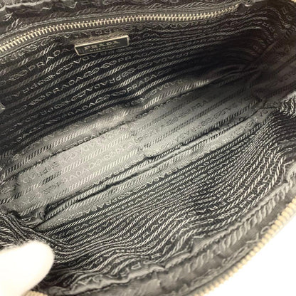 Prada Saffiano Leather Triangle Logo Handbag Black — view 6