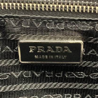 Prada Saffiano Leather Triangle Logo Handbag Black — view 7