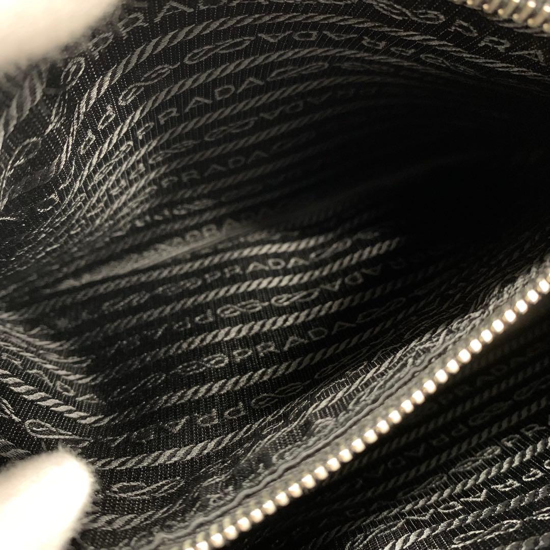 Prada Saffiano Leather Triangle Logo Handbag Black — view 8