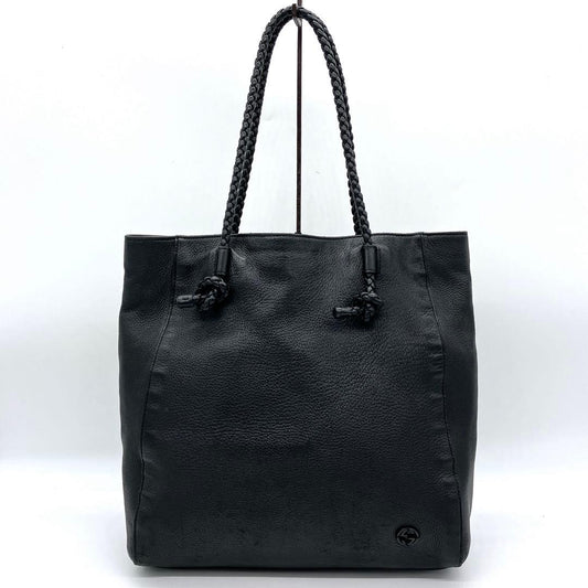 Gucci Tote Bag Interlocking Leather Black Shoulder A4