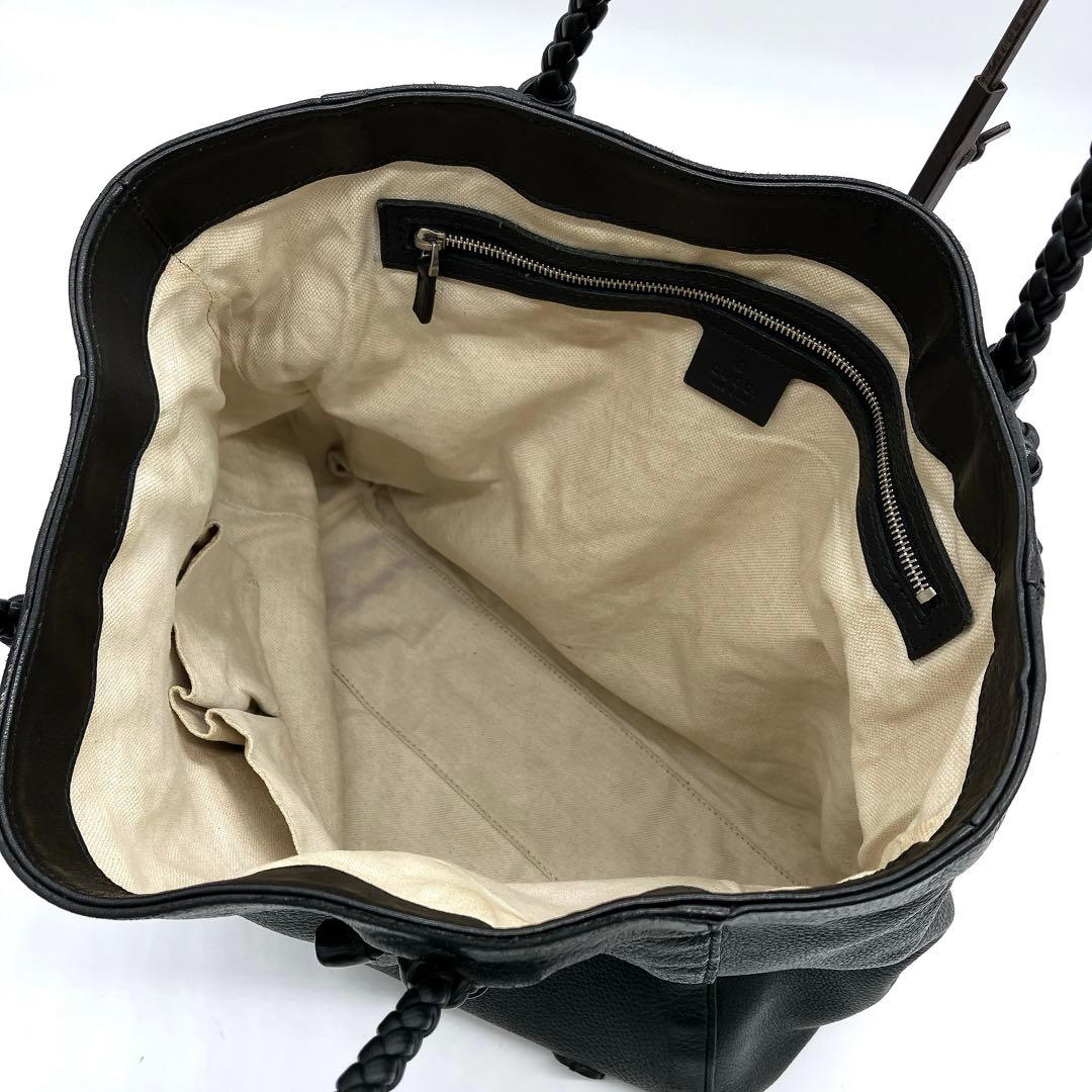 Gucci Tote Bag Interlocking Leather Black Shoulder A4