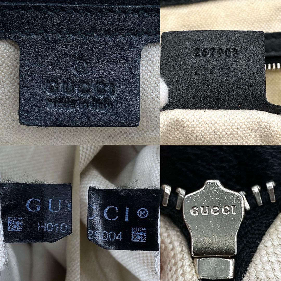 Gucci Tote Bag Interlocking Leather Black Shoulder A4