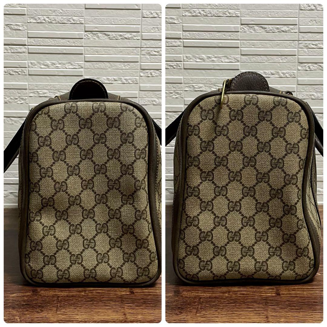 Gucci GG Supreme PVC × Leather Hand Bag Boston Sherry