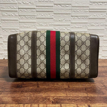 Gucci GG Supreme PVC × Leather Hand Bag Boston Sherry