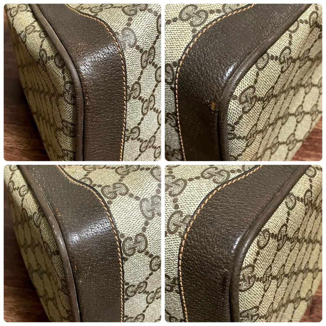 Gucci GG Supreme PVC × Leather Hand Bag Boston Sherry