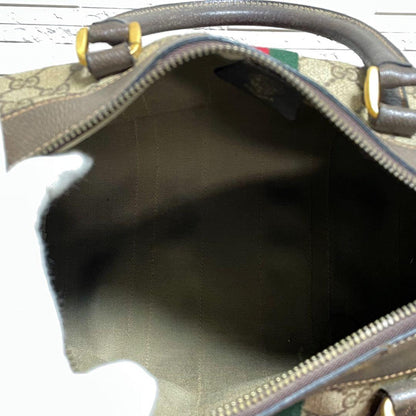 Gucci GG Supreme PVC × Leather Hand Bag Boston Sherry