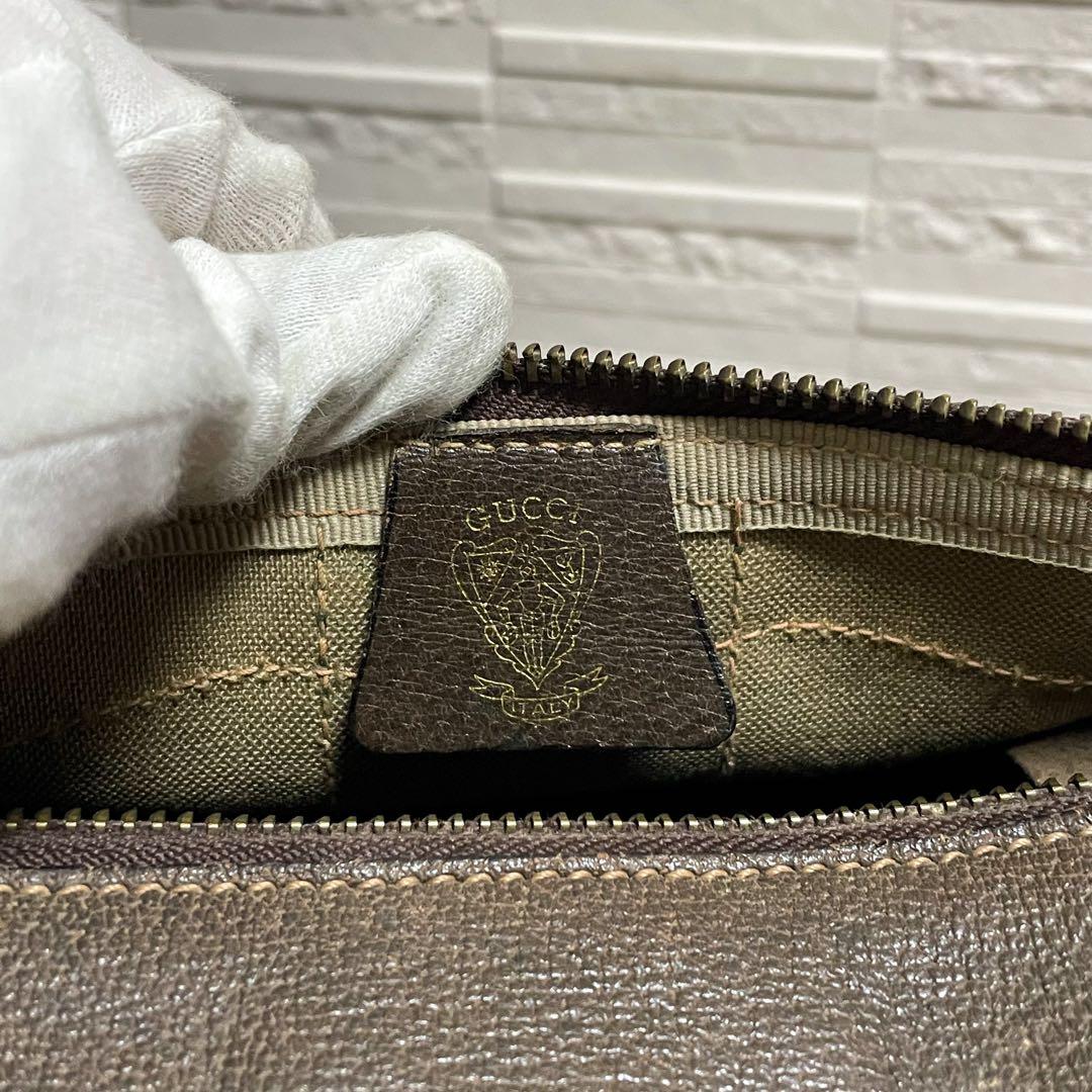 Gucci GG Supreme PVC × Leather Hand Bag Boston Sherry