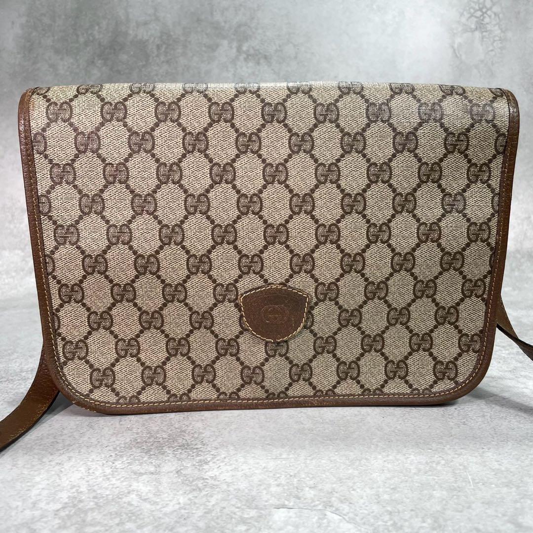 Gucci GG Shoulder Bag Brown Beige Logo Leather — view 2