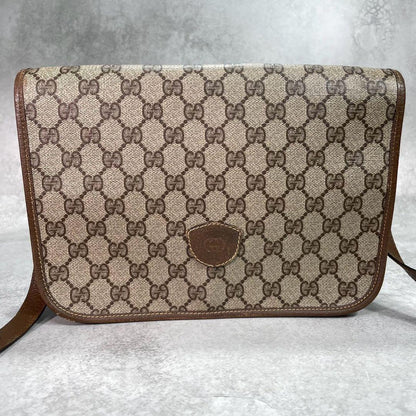 Gucci GG Shoulder Bag Brown Beige Logo Leather — view 2