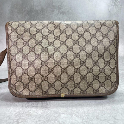 Gucci GG Shoulder Bag Brown Beige Logo Leather — view 3