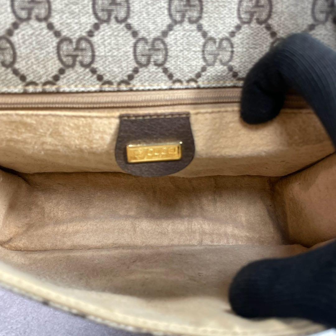 Gucci GG Shoulder Bag Brown Beige Logo Leather — view 6