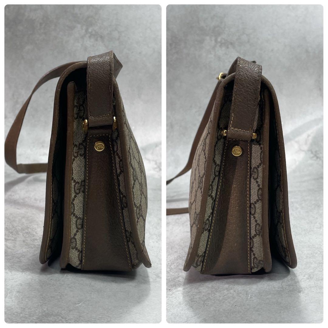 Gucci GG Shoulder Bag Brown Beige Logo Leather — view 7