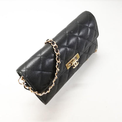 Chanel Class Coco Lock Caviar Leather Wallet Chain Shoulder Bag — view 2