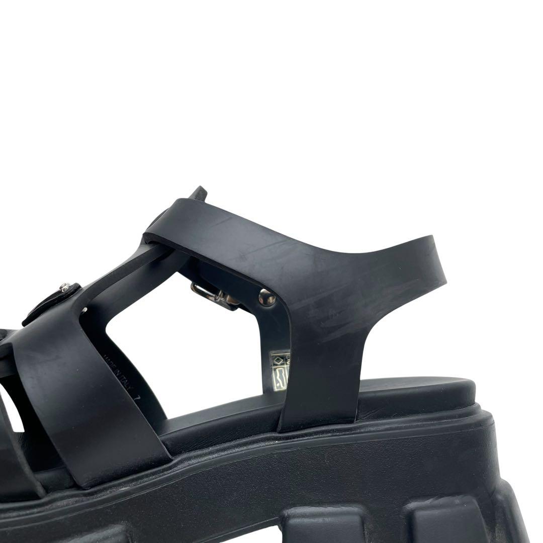 Prada Lava Monolith Platform Triangle Plate Logo Sandals Black — view 8