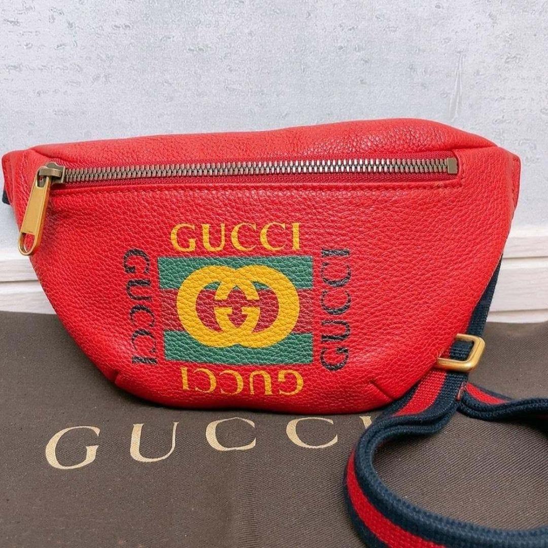 Gucci Waist Bag Red Leather Sherry