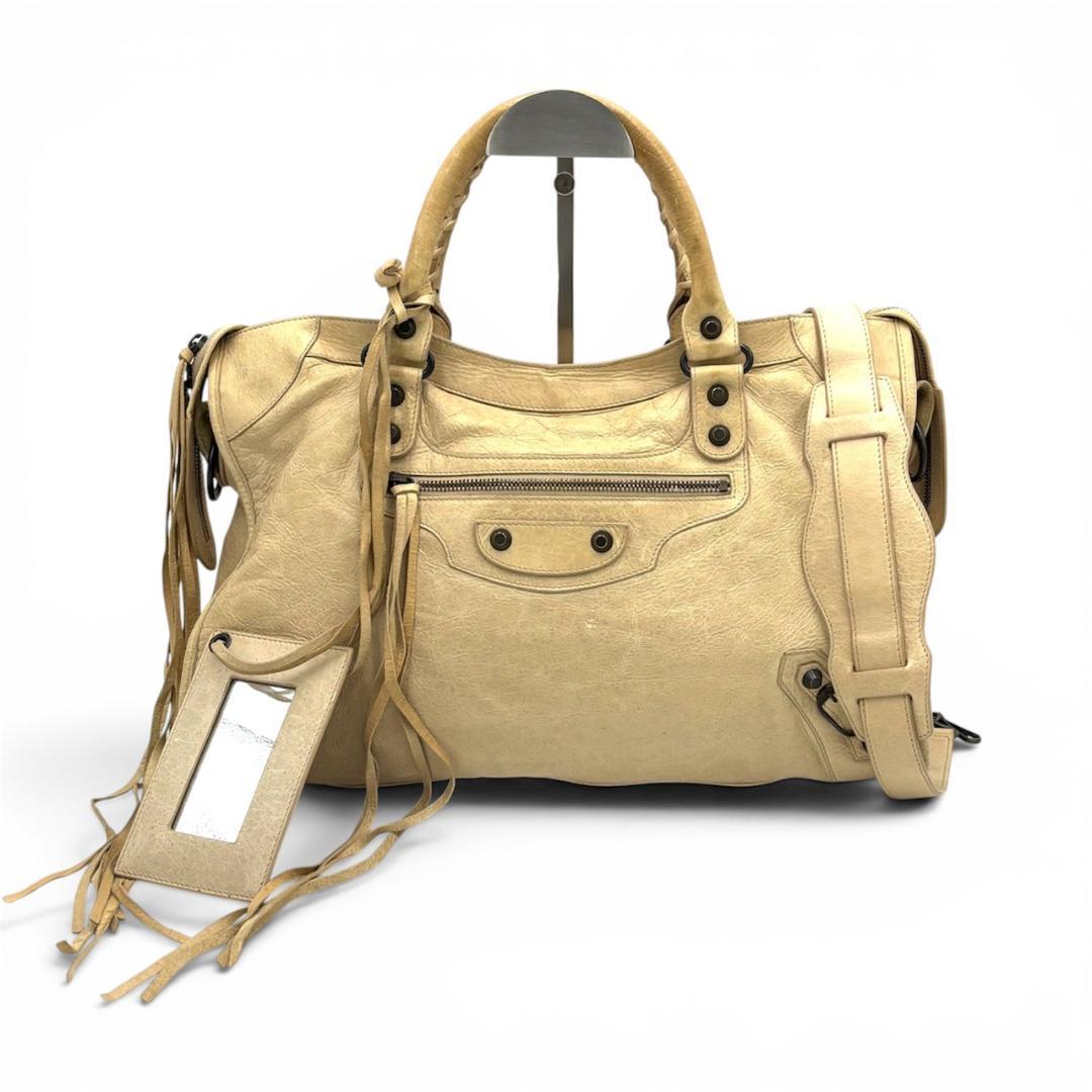 Balenciaga the City Leather 2-Way Handbag Beige