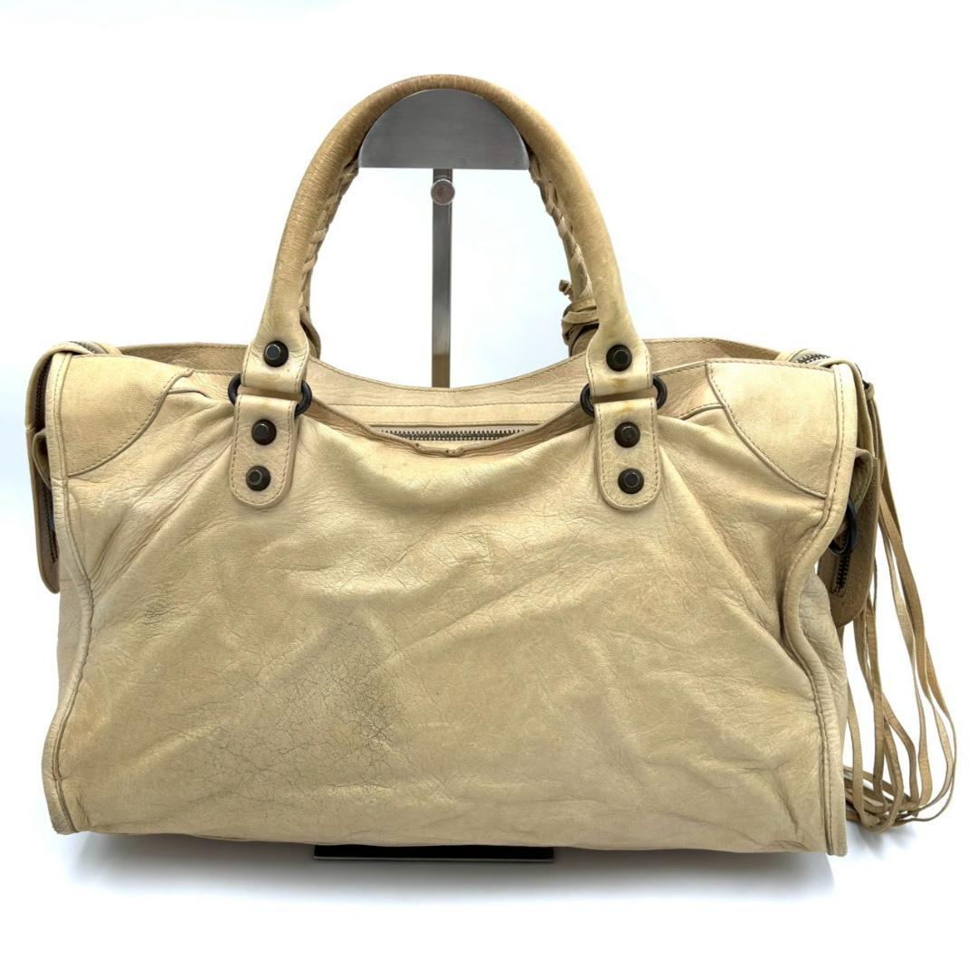Balenciaga the City Leather 2-Way Handbag Beige — view 3