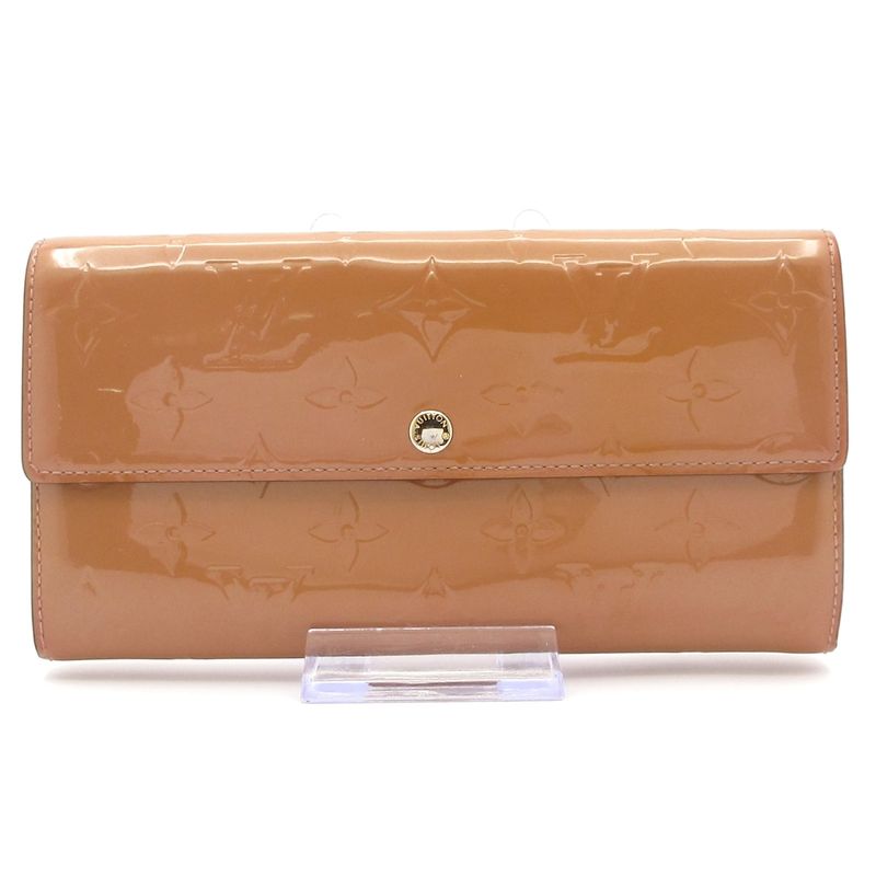 Louis Vuitton Monogram Vernis Portefeuille-sarah M91767 Rose Verre Leather Long