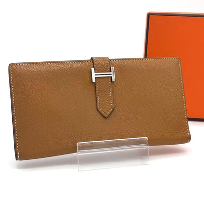 Hermes Bearn Soufflet Classic Wallet Bifold Silver