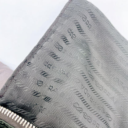 Prada Tote Bag Logo Hardware Ribbon Leather Metallic Brownish