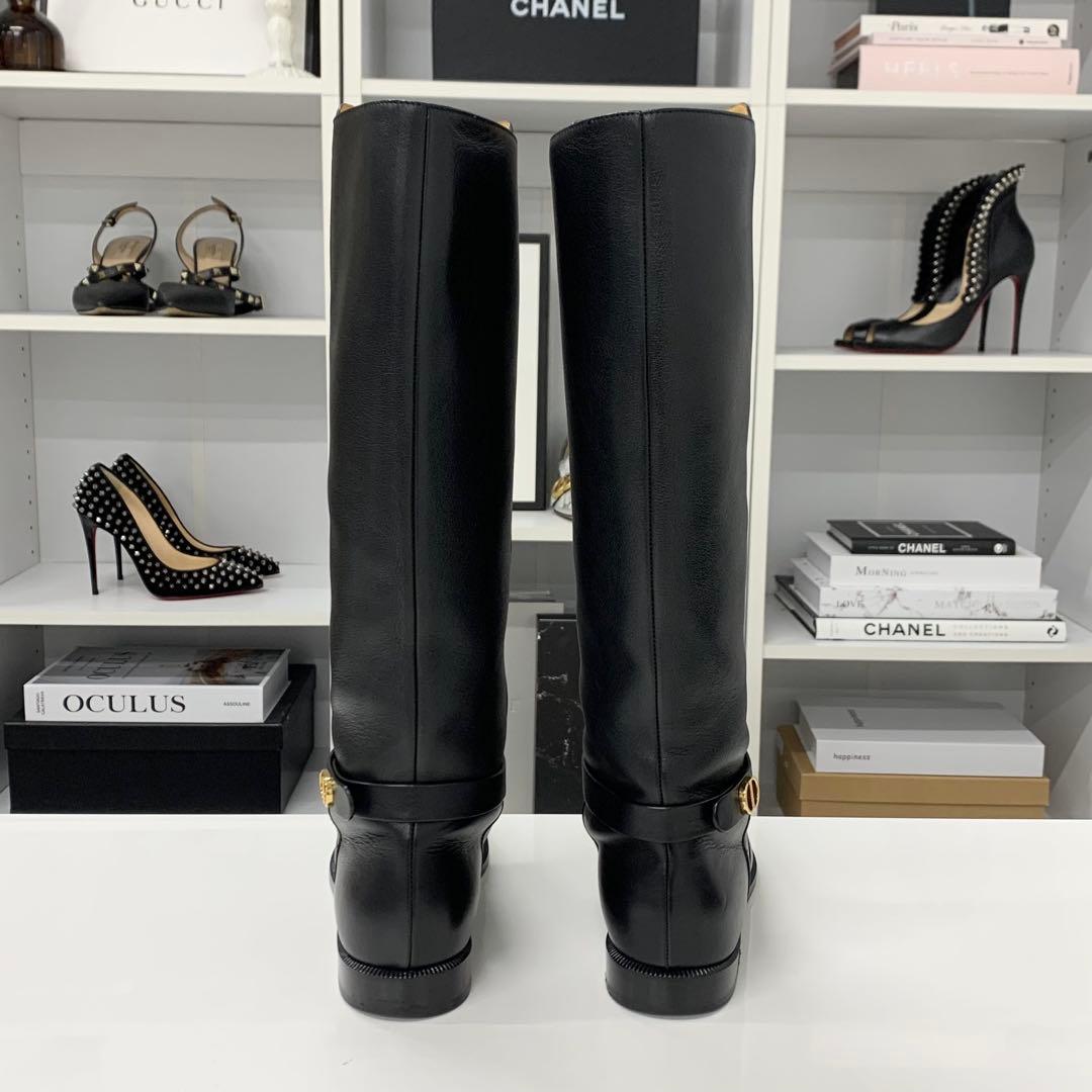 Dior Logo Leather Long Boots Black — view 5