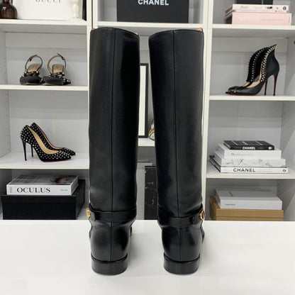 Dior Logo Leather Long Boots Black — view 5