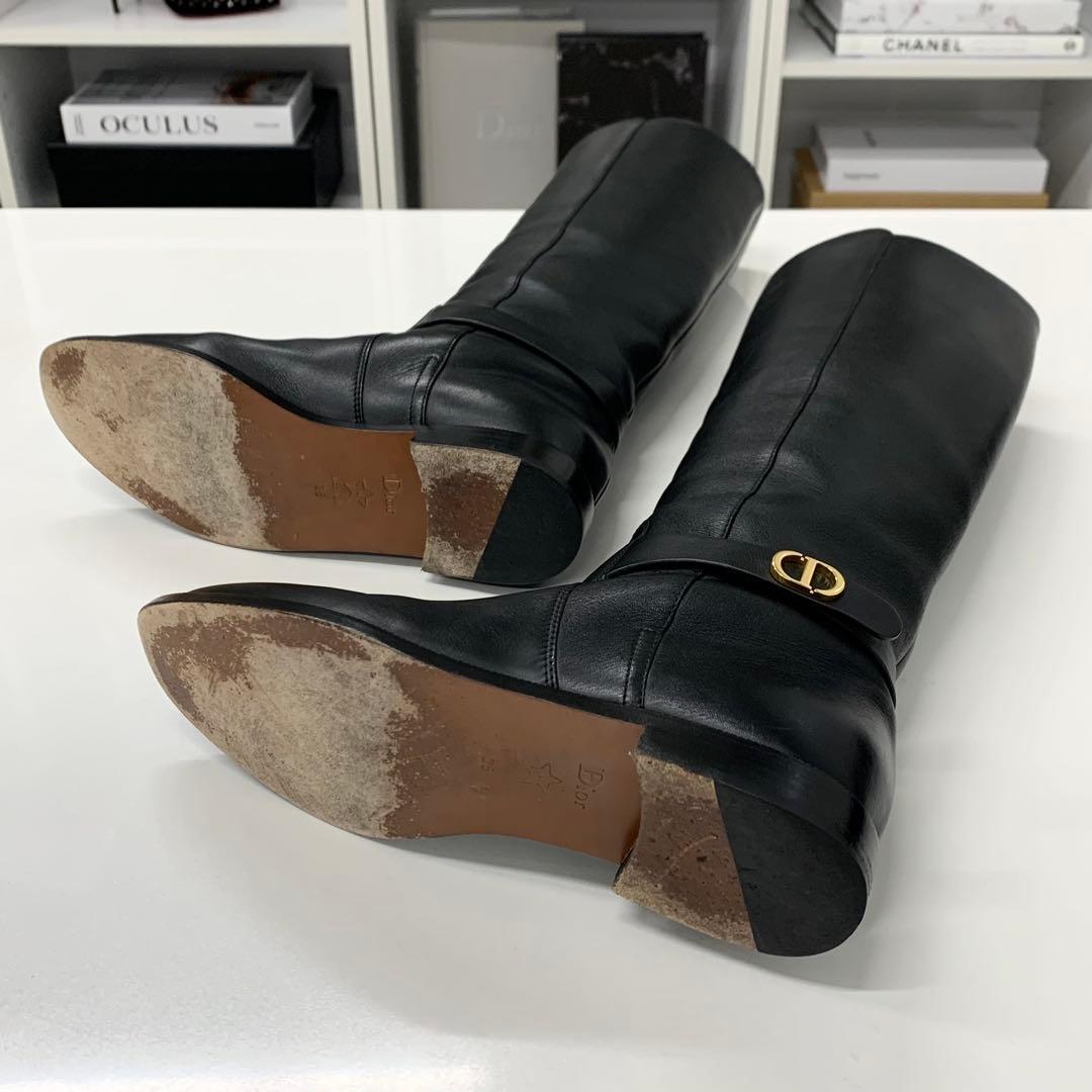 Dior Logo Leather Long Boots Black — view 6