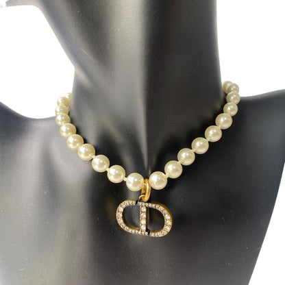 DIOR Faux Pearl Logo Necklace