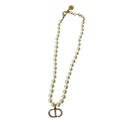 DIOR Faux Pearl Logo Necklace