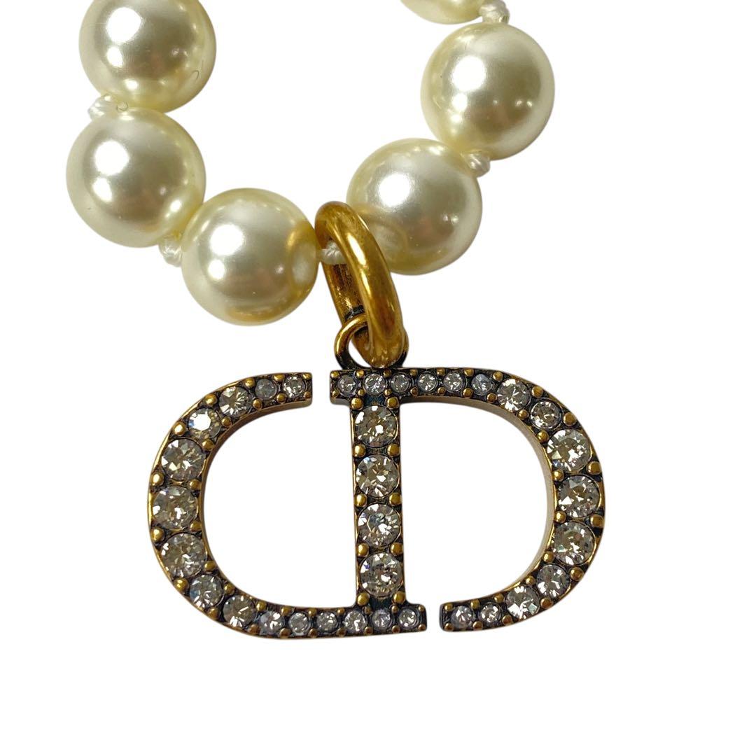 DIOR Faux Pearl Logo Necklace