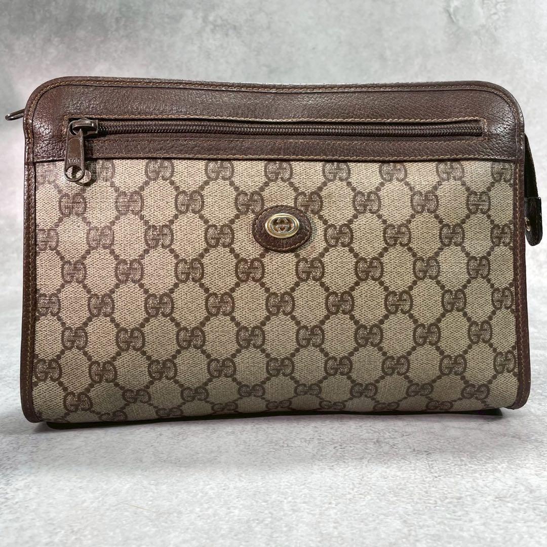Gucci GG Clutch Brown Leather Logo Second — view 2