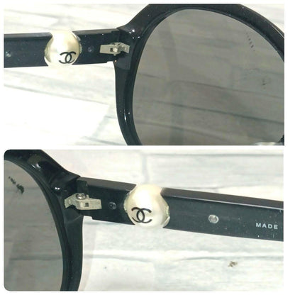 Chanel Sunglasses Pearl CC Logo Black Oval Eyewear — view 4