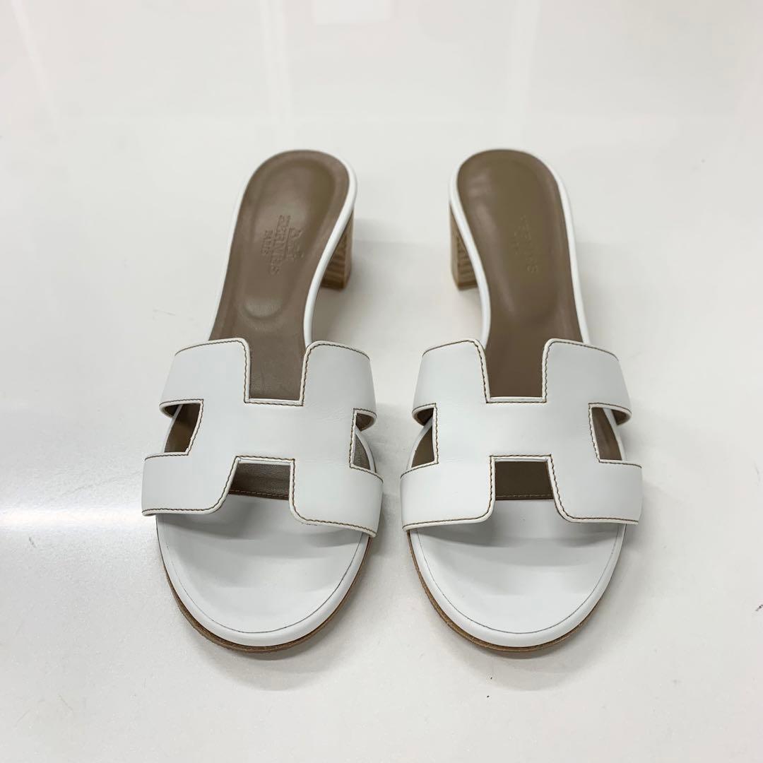 Hermes Oasis Leather Sandals White — view 2