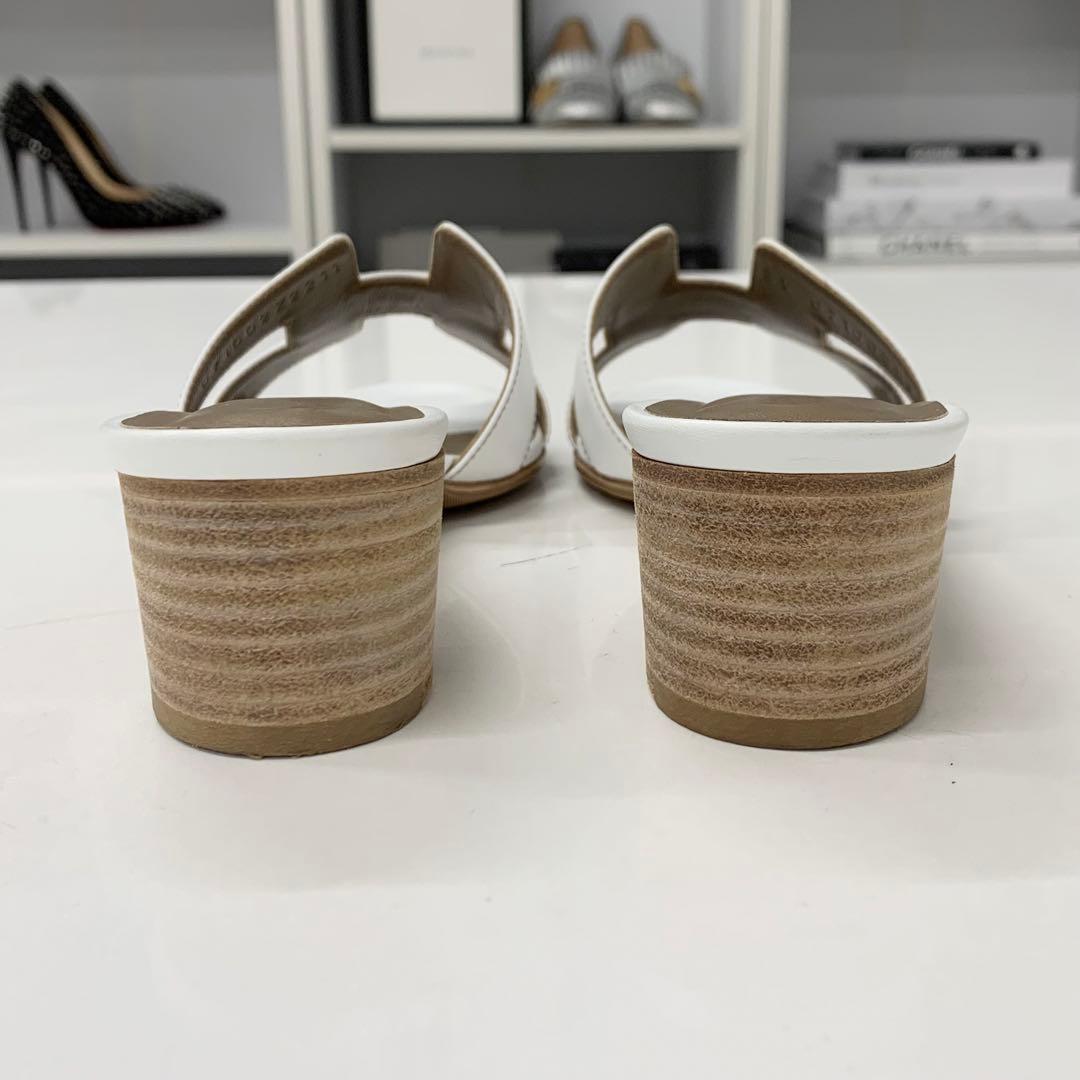 Hermes Oasis Leather Sandals White — view 5
