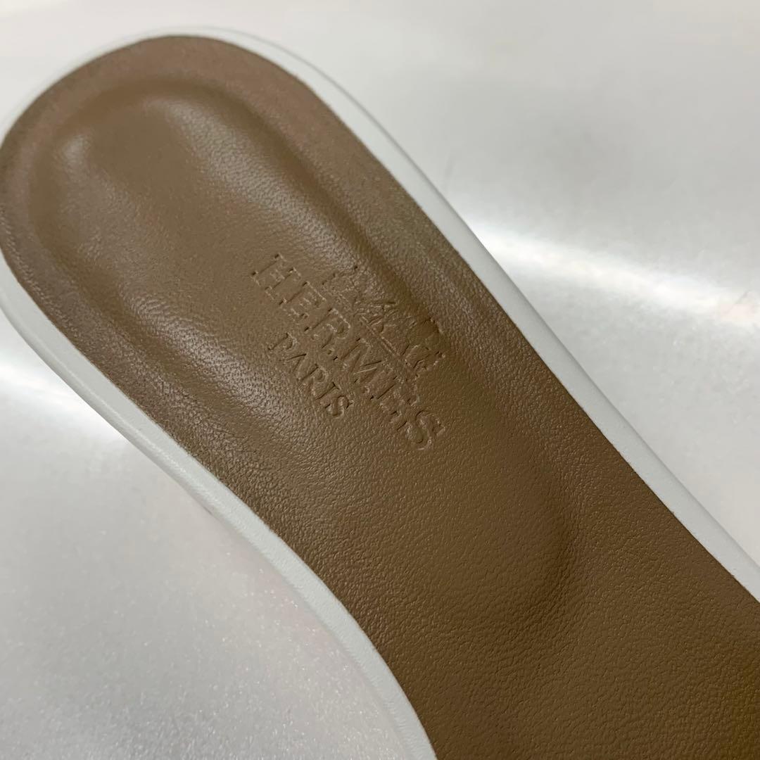 Hermes Oasis Leather Sandals White — view 7