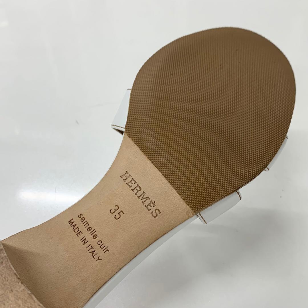 Hermes Oasis Leather Sandals White — view 8