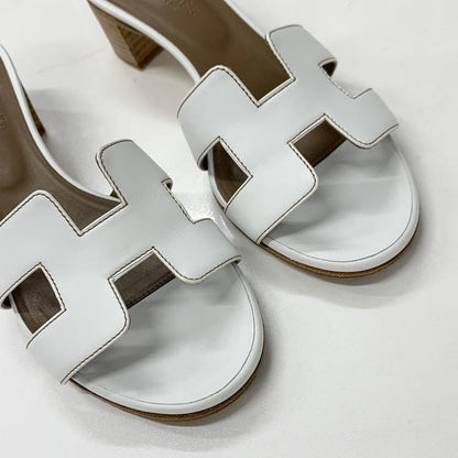 Hermes Oasis Leather Sandals White — view 9