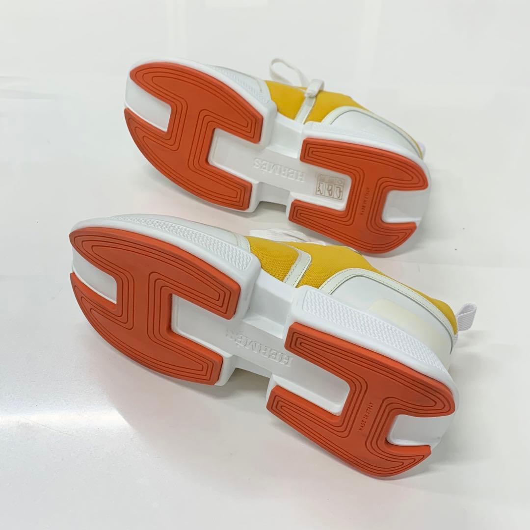 Hermes Giga Fabric Leather Sneakers Yellow