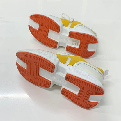 Hermes Giga Fabric Leather Sneakers Yellow