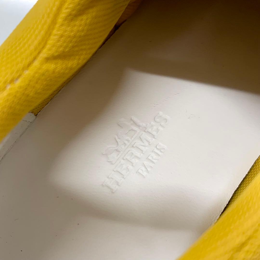 Hermes Giga Fabric Leather Sneakers Yellow