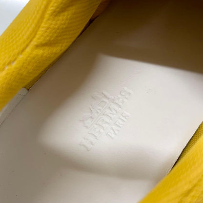 Hermes Giga Fabric Leather Sneakers Yellow