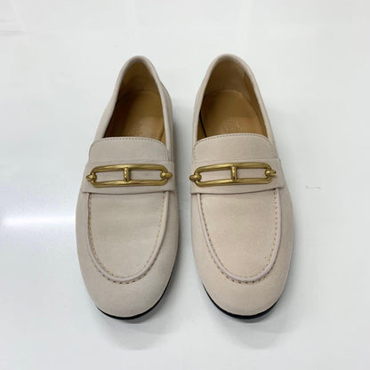 Hermes Colette Suede Roulis Buckle Moccasins Loafers Pink Beige — view 2
