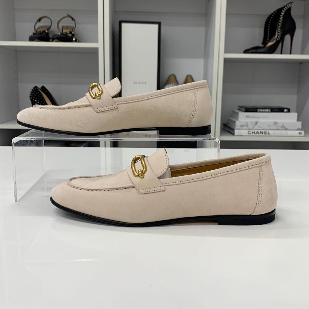Hermes Colette Suede Roulis Buckle Moccasins Loafers Pink Beige — view 3